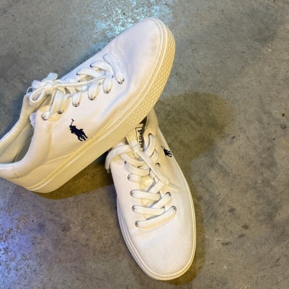 Polo Ralph Lauren Women’s White Canvas Tennis Shoes Sz 8.  No box. - Picture 2 of 7